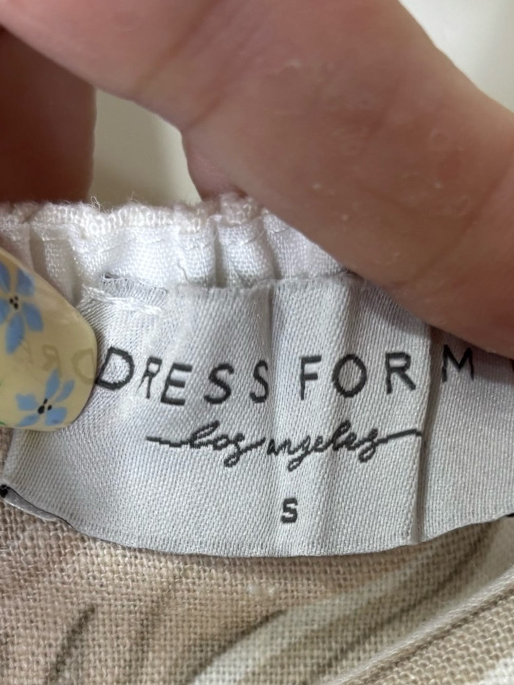 Dress Forum Linen Blend Tropical Wrap Midi Dress Size S Neutral Palm Print - Picture 3 of 6